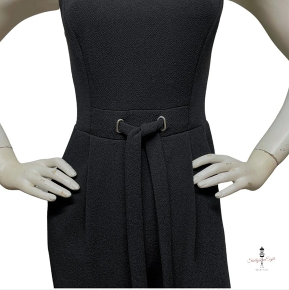 Rachel Zoe | Black Jumpsuit Crop Wide Leg Pants Stretch Grommet Tie Waist Size 6 - Picture 11 of 15